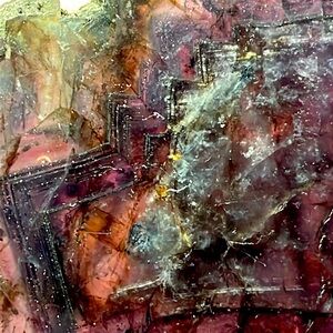 Rainbow Fluorite Slab B with Cubic and Pyrite Inclusions & Cube on Edges